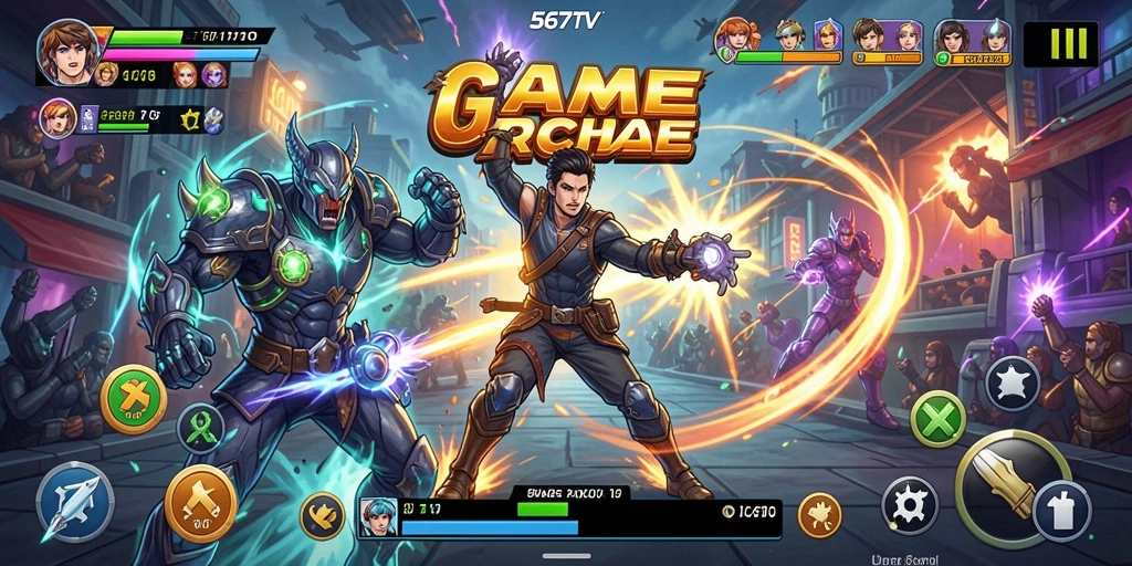 Screenshot 567TV menampilkan gameplay Arcade yang seru dan penuh aksi.