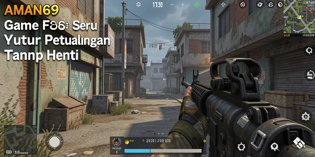 Screenshot gameplay AMAN69 menampilkan aksi tembak-menembak yang intens.