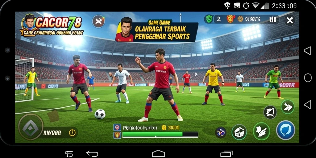 Tangkapan layar gameplay CACOR78 menampilkan aksi seru dalam olahraga.