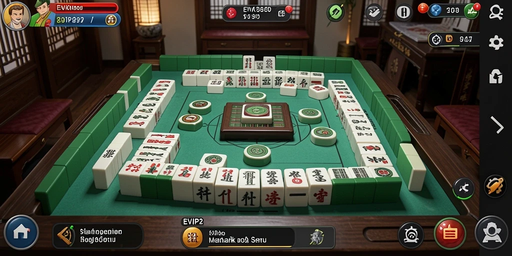 Tampilan gameplay EVIP2 yang menampilkan strategi Mahjong.