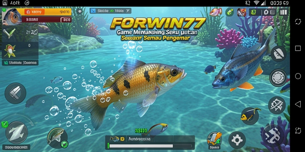 Screenshot gameplay FORWIN77 dengan aksi memancing seru.