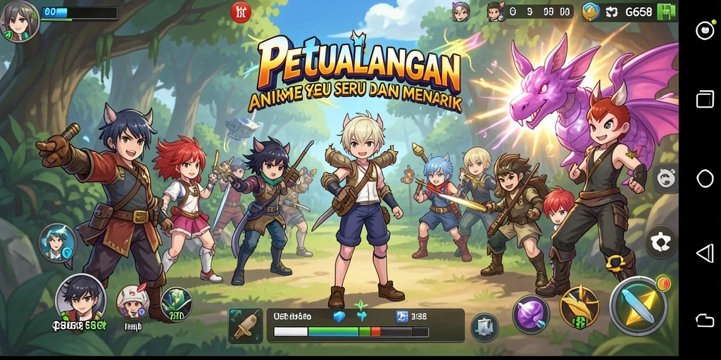 Gameplay <strong>G668</strong> yang menarik dengan karakter anime berwarna-warni.