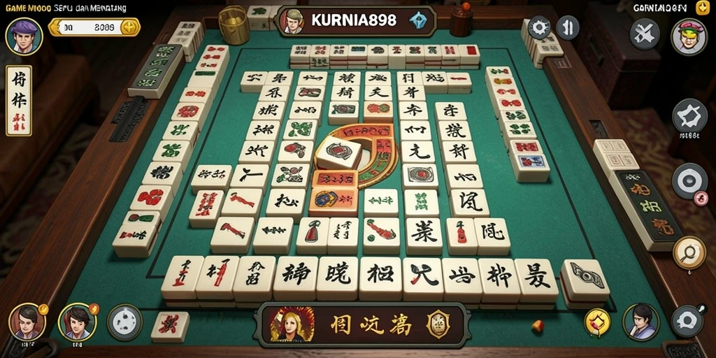 Tampilan gameplay KURNIA898 dengan ubin Mahjong yang berwarna-warni.