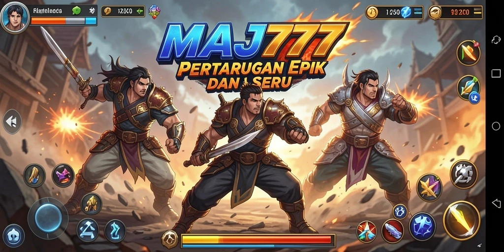 Tangkapan layar pertandingan seru dalam MAJ777 dengan karakter bertarung.