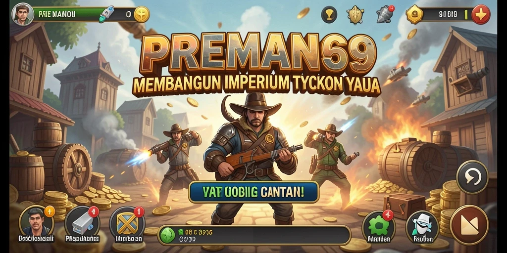 Screenshot utama menampilkan gameplay strategis dalam PREMAN69.