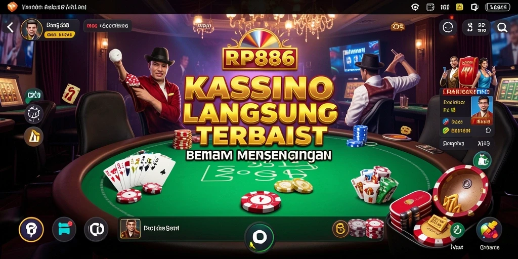 Tampilan gameplay kasino langsung di RP886 dengan dealer nyata.