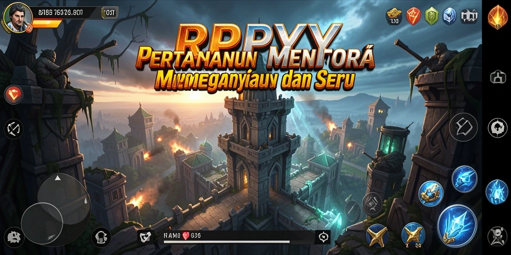 Screenshot utama RPYYY menampilkan strategi menara pertahanan yang intens.