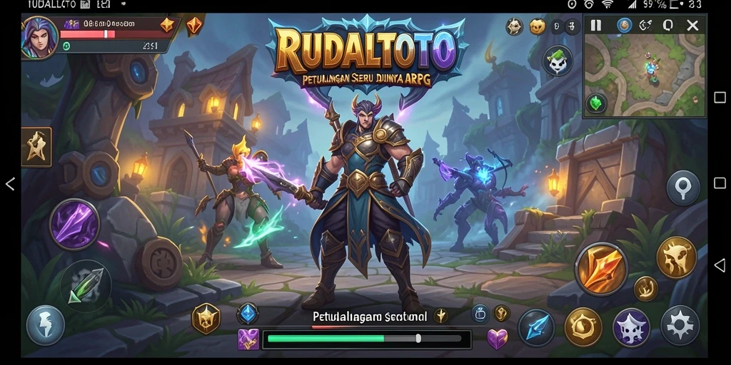 Screenshot gameplay RUDALTOTO menampilkan aksi pertempuran yang intens.