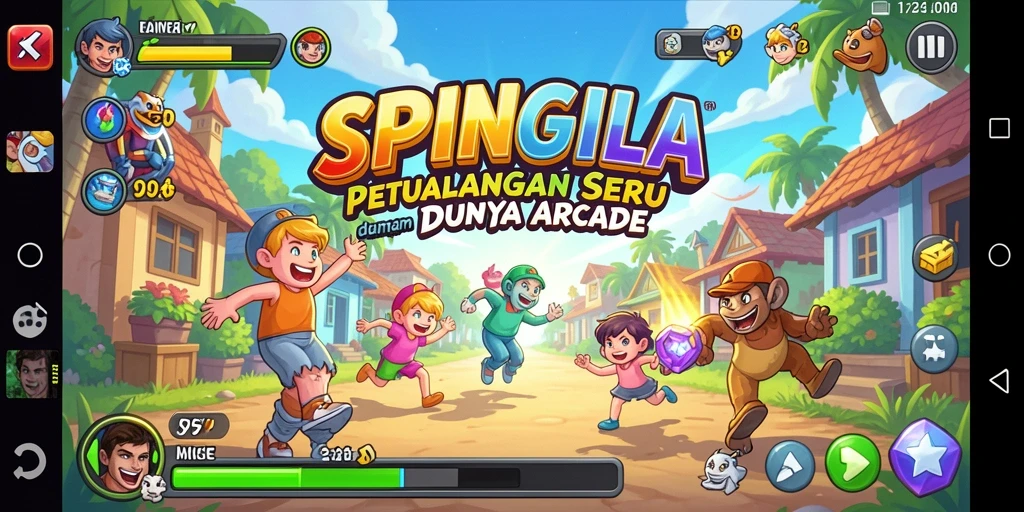 Tampilan gameplay SPINGILA dengan level penuh tantangan dan grafis menawan.